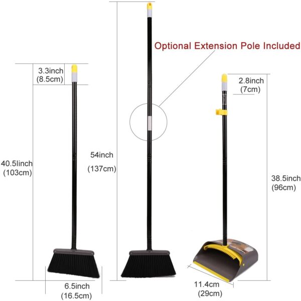 Broom and Dustpan Set for Home/Dustpan and Broom Combo Set,Standing Dustpan Dust Pan - Image 4