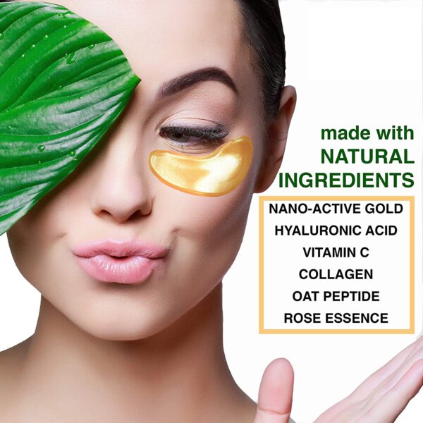 Eye Mask for Puffy Eyes - Dark Circles Under Eye Bags Treatment - 24k Gold Anti-Aging Under Eye Patches - Image 3